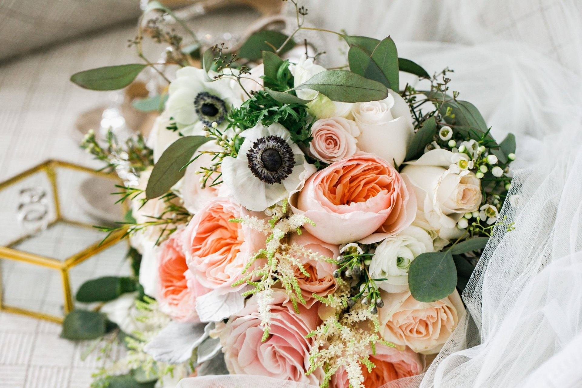 Bridal bouquet with anemones
