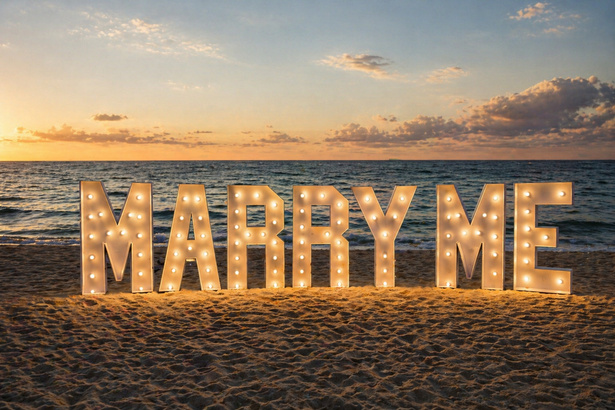 5 Ft Light Up Big Marry Me Letters Only Rental